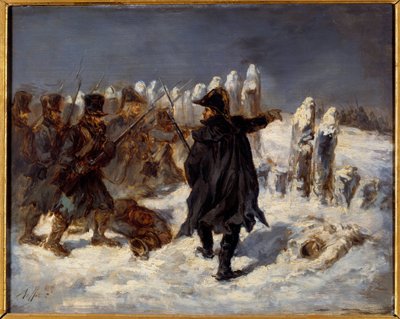 Episodio de la retirada rusa. Guerra Napoleónica (1812). Mariscal Michel Ney (1769 - 1815) en la Reducto de Kovno (1812) de Denis Auguste Marie Raffet