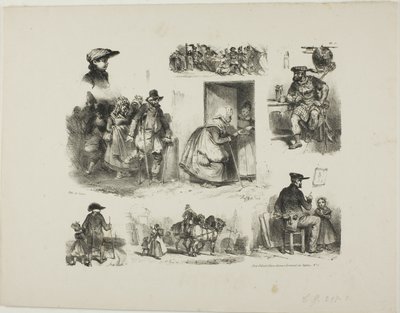 Hoja de bocetos de Denis Auguste Marie Raffet