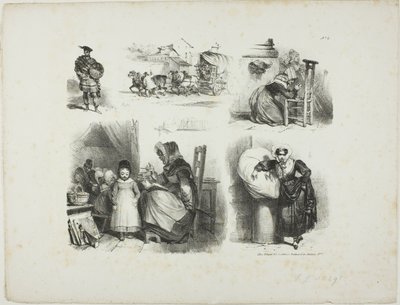 Hoja de bocetos de Denis Auguste Marie Raffet