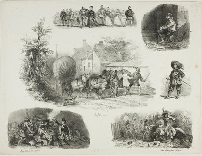 Hoja de bocetos de Denis Auguste Marie Raffet
