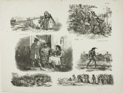 Hoja de bocetos de Denis Auguste Marie Raffet