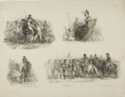 Hoja de bocetos de Denis Auguste Marie Raffet