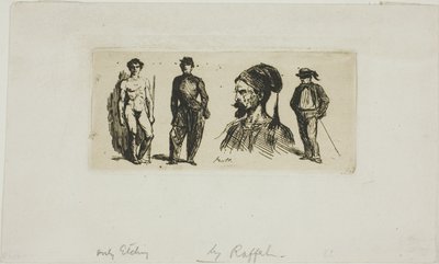 Hoja de bocetos de Denis Auguste Marie Raffet