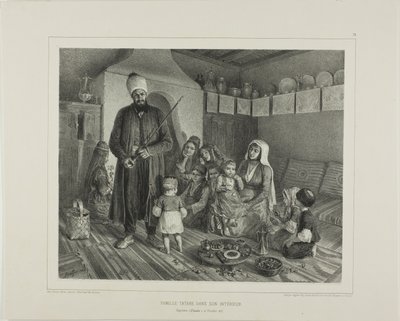 Familia tártara en su casa, Kapskhor, Crimea, 21 de octubre de 1837 de Denis Auguste Marie Raffet