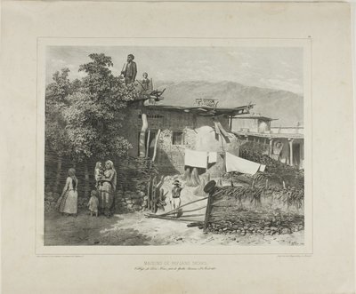 Casas de campesinos tártaros en la aldea de Déré-Koui, cerca de Yalta, Crimea, 31 de agosto de 1837 de Denis Auguste Marie Raffet
