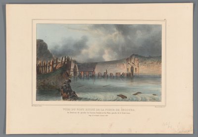 Brujas de Vernielde, 1832 Vistas del puente en ruinas de la Puerta del Salvamento, del reentrante izquierdo del Baluarte Pacioto y del flanco izquierdo de la media luna (título sobre objeto) Dibujos hechos de la naturaleza en el asedio de la Ciudadela de A de Denis Auguste Marie Raffet