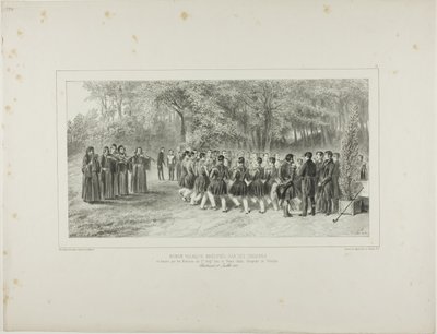 Ronda valaca, interpretada por los tsiganes y bailada por los músicos del segundo regimiento en casa del príncipe Ghika, Ghospodar, Valaquia. de Denis Auguste Marie Raffet