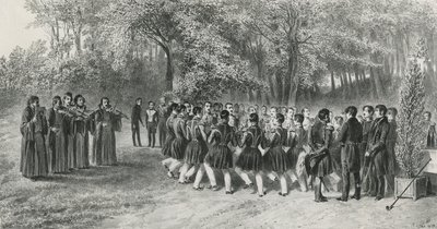 Ronda valaca, realizada por los Tsiganes y bailada por los músicos del Segundo Regimiento en la casa del Príncipe Ghika, Ghospodar, Valaquia, 1839 de Denis Auguste Marie Raffet