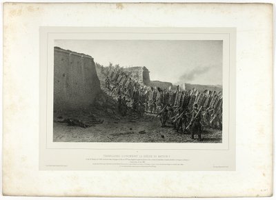 Trabajadores coronando la brecha del Bastión 7, de Souvenirs d’Italie: Expédition de Rome de Denis Auguste Marie Raffet