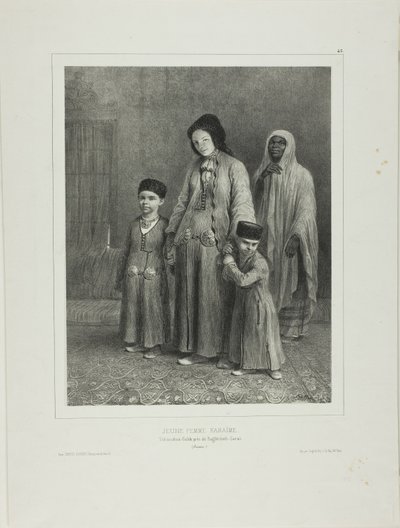 Joven mujer Karaïme, Tchioufout-Galech, cerca de Baghtcheh-Saraï, Crimea de Denis Auguste Marie Raffet