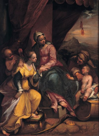 El matrimonio místico de Santa Catalina, 1590 de Denis Calvaert