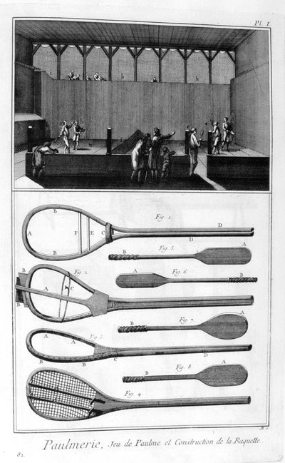 Tenis real y la construcción de raquetas, 1751-1777 de Denis Diderot