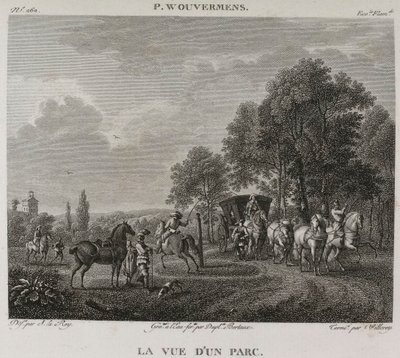 Denis-Sébastien Leroy, Antoine-Claude-François Villerey y Jean Duplessis-Bertaux - Vista de un parque, según Wouwerman - 1802-1815 de Denis Sebastien Leroy