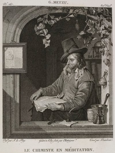 Denis-Sébastien Leroy, Chataigner y Dambrun - El químico en meditación, según Gabriel Metsu - 1802-1815 de Denis Sebastien Leroy