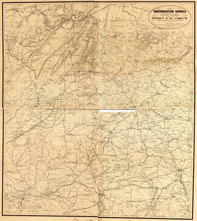 El noroeste de Georgia (con partes de los estados colindantes de Tennessee y Alabama) forma parte del Departamento de Cumberland de Denis; United States. War Department. Engineer Bureau Callahan