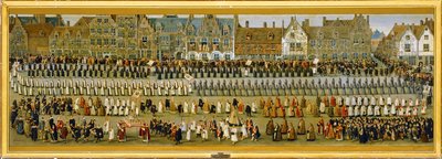 Celebraciones del Ommeganck o Papagayo, en Bruselas: Procesión de órdenes religiosas y monjes ... (pintura sobre lienzo) de Denys van Alsloot