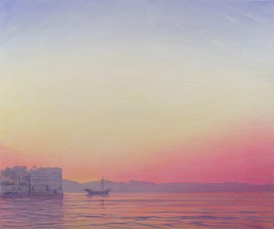 Atardecer en el Palacio del Lago, Udaipur de Derek Hare