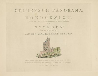 Belvédère en Nijmegen Lugares de interés alrededor de la ciudad de Nijmegen (título de la serie) Geldersch panorama o vista redonda de la vida dibujada en belvedere en Nymegen (título de la serie sobre el objeto) de Derk Anthony van de Wart
