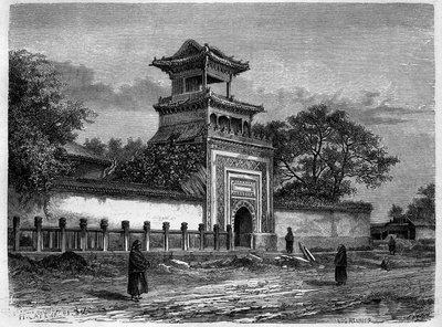 Mezquita en Pekín (Beijing) en la década de 1870. Grabado después de un dibujo de Deroy, en “Le Tour du Monde, Nuevo diario de Viajes”, editado por Edouard Charton, París de Deroy (after)