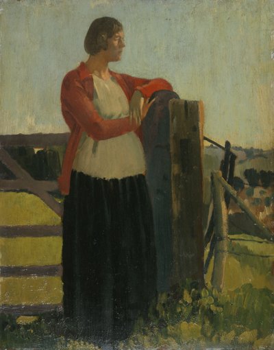 Lyndra, Puesta de sol, Aldbourne (óleo sobre panel) de Derwent Lees