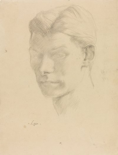 Retrato de hombre, c.1906-08 (lápiz sobre papel) de Derwent Lees