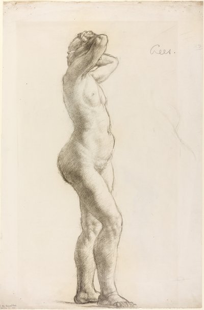 Estudio de una figura femenina, c.1906-07 (tiza negra sobre papel) de Derwent Lees