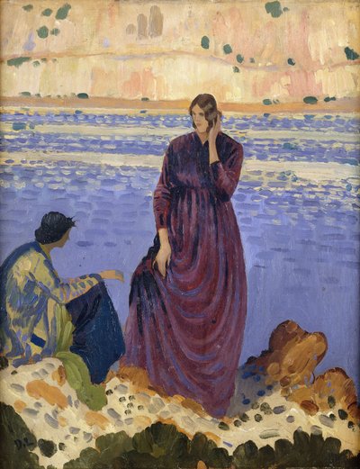 Dos mujeres en las rocas junto al mar de Derwent Lees