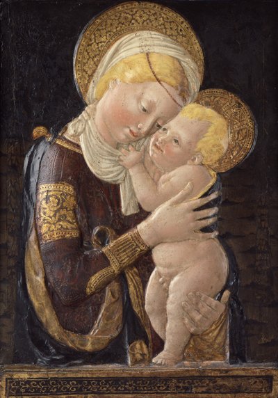 Virgen y Niño, c.1450 (estuco pintado) de Desiderio da Settignano (after)