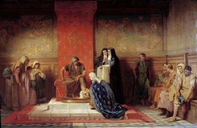 Santa Isabel de Francia (hermana de San Luis) lavando los pies de los pobres de Desire Francois Laugee