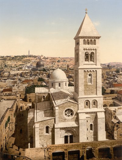 Iglesia de San Salvador, Jerusalén, Tierra Santa, c.1890-c.1900 (impresión fotocromática) de Detroit Photographic Co.