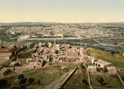 Vista general, Jerusalén, Tierra Santa, c.1890-c.1900 (impresión fotocromática) de Detroit Photographic Co.