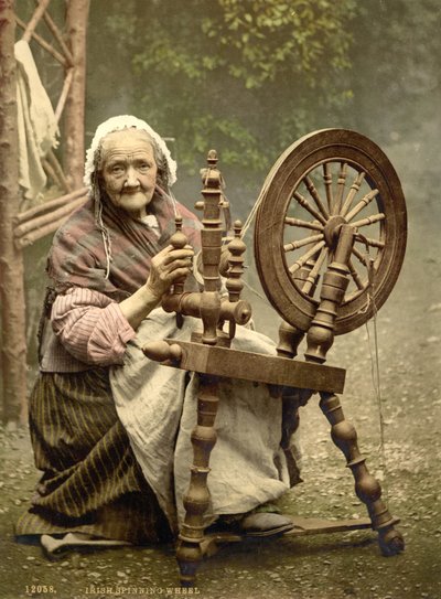 Rueda de hilar irlandesa, Condado de Galway, 1890 de Detroit Photographic Co.