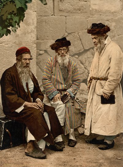 Tipos de judíos en Jerusalén, Tierra Santa, c.1890-c.1900 (impresión fotocromática) de Detroit Photographic Co.