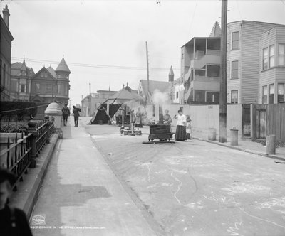 Cocinando en una calle de San Francisco de Detroit Publishing Co.