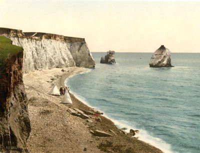 Arco de Freshwater Bay y Stag Rocks, Isla de Wight, Inglaterra, c.1900 de Detroit Publishing Co.