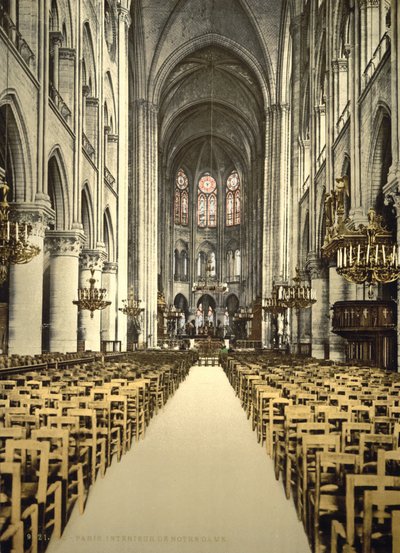 Notre Dame, interior, París, Francia, c.1890-1900 ( impresión fotomecánica) de Detroit Publishing Co.