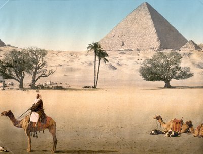 Beduinos descansando cerca de la Gran Pirámide de Giza, c.1895 de Detroit Publishing Co.