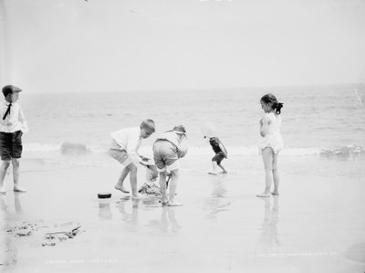 Castillos de arena, Coney Island, NY de Detroit Publishing Co.