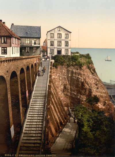 La Gran Escalera, Helgoland, Alemania, Fotocromo, c.1900 de Detroit Publishing Co.
