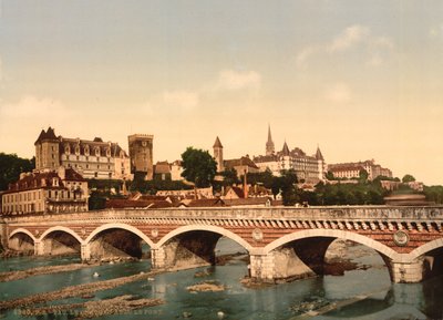 El castillo y el puente, Pau, Pirineos de Detroit Publishing Co.