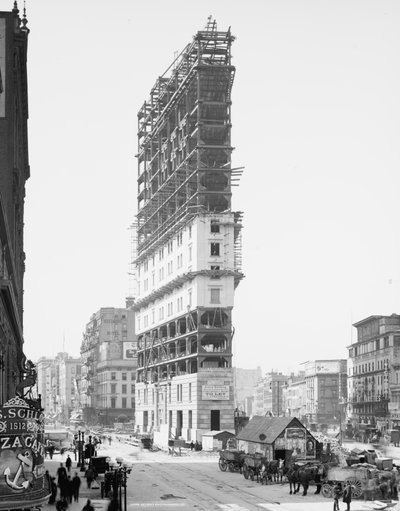Edificio Times en construcción, Calle 42 y Longacre Square, Ciudad de Nueva York, EE.UU., c.1904 de Detroit Publishing Co.