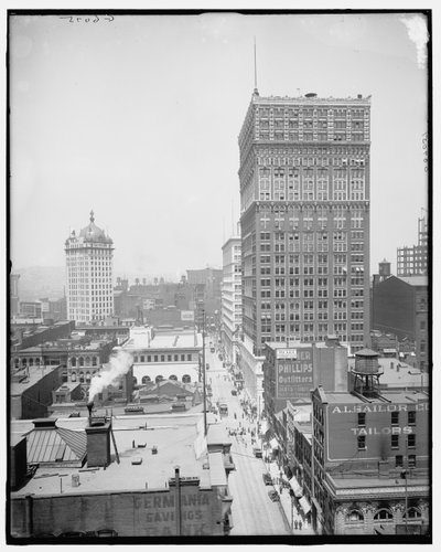 Calle Wood y el Banco del Agricultor, Pittsburgh, Pa. de Detroit Publishing Co.