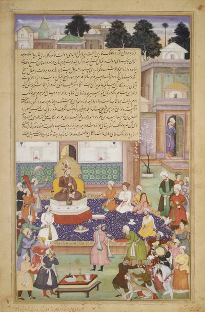 Sultán Bayazid ante Timur, Folio de un Akbarnama Historia de Akbar, ca. 1600 de Dharm Das