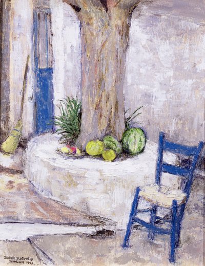 Silla azul junto al árbol, 1993 de Diana Schofield