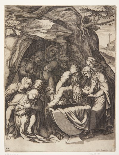 La Virgen María en la tumba de Cristo de Diana Scultori