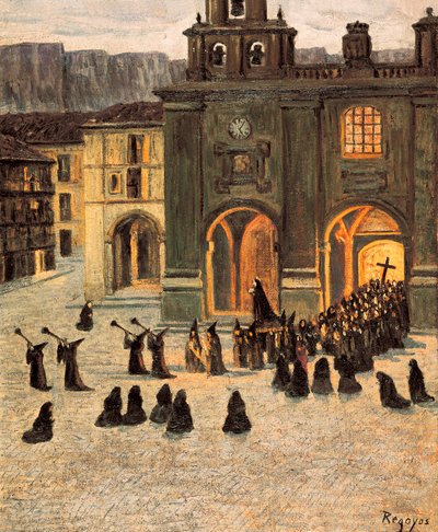 Viernes Santo en Down, Orduna, pintura de Darío de Regoyos de Diario or Dario de Regoyos y Valdes