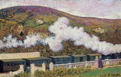 El Paso del Tren - Regoyos y Valdés, Dario de (1857-1913) - 1902 - Óleo sobre tabla - 35x55 - Museo Carmen Thyssen, Málaga de Diario or Dario de Regoyos y Valdes