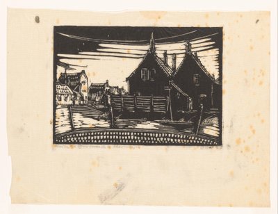 Casas en el bulevar de Scheveningen (título del objeto) de Dick Ket (signed by artist)