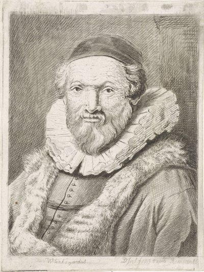 Retrato de Johannes Wtenbogaert Wtenbogardus (título sobre el objeto) de Diederik Jan Singendonck