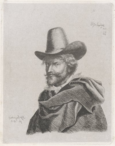 Retrato de Peter Paul Rubens con capa y sombrero de copa de Diederik Jan Singendonck